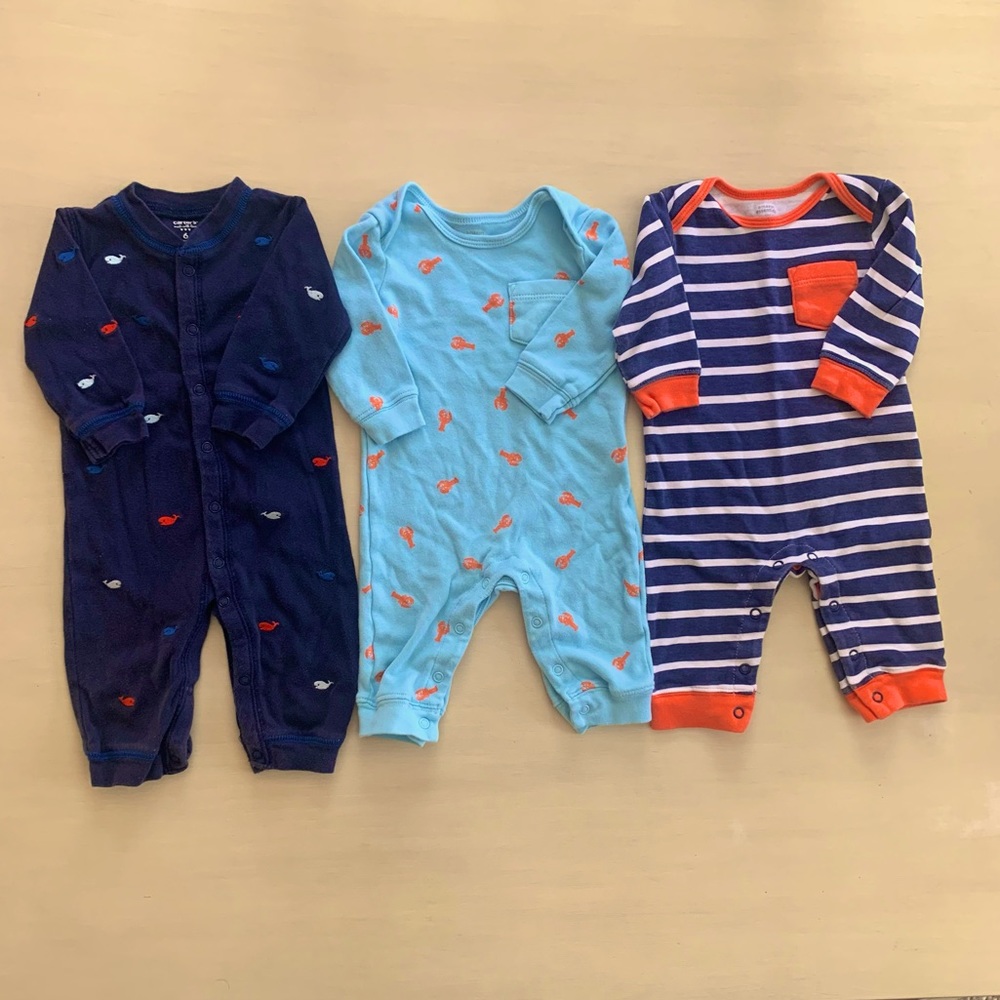 Boys 6 Month Nautical Coverall 3-Pack Bundle